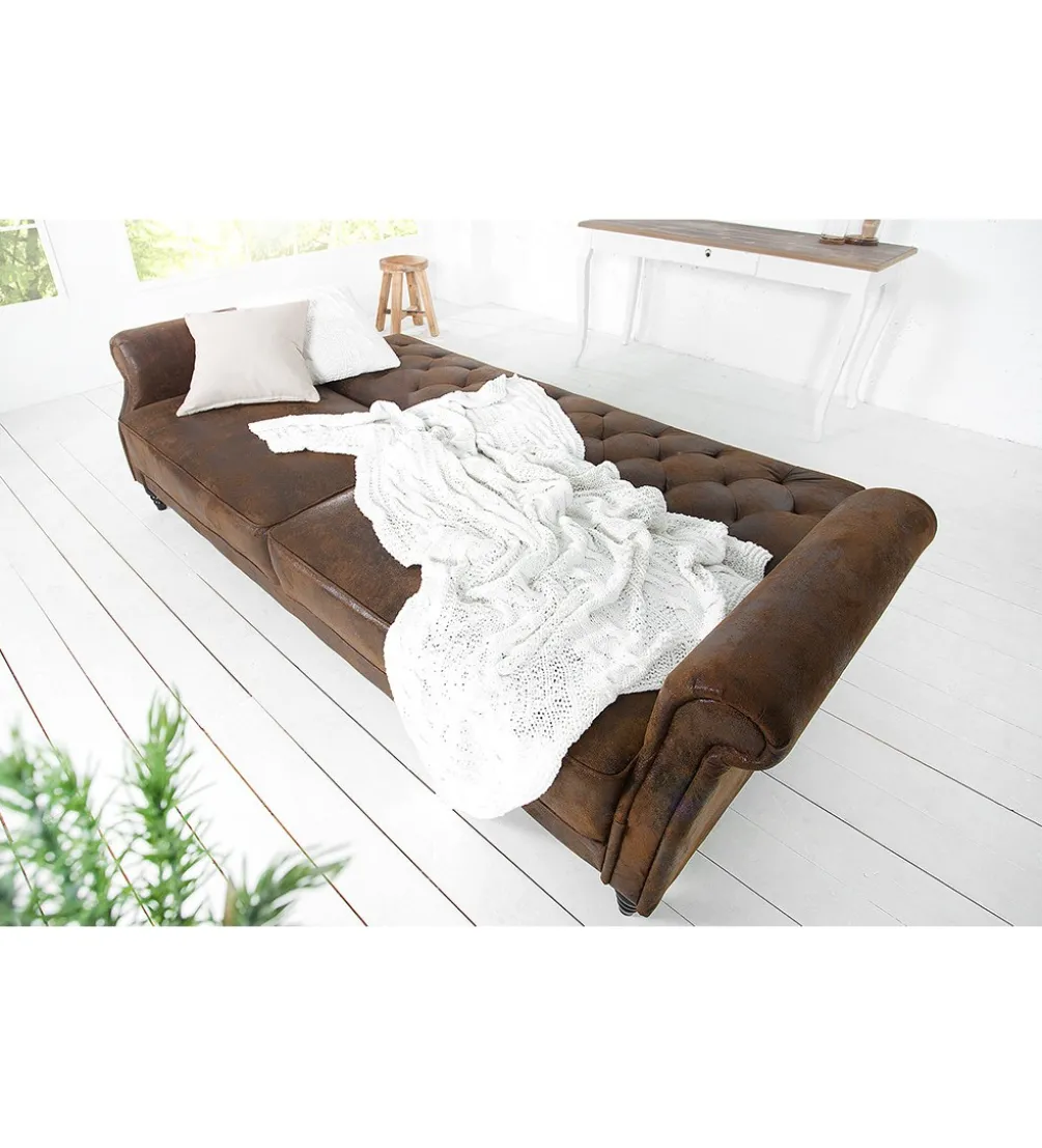Sofa rozkładana RAYAN 220 cm antyczny brąz