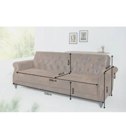 Sofa rozkładana RAYAN 220 cm antyczny brąz