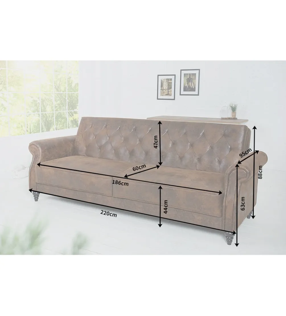 Sofa rozkładana RAYAN 220 cm antyczny brąz