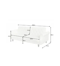 Sofa rozkładana RAYAN 220 cm kremowa