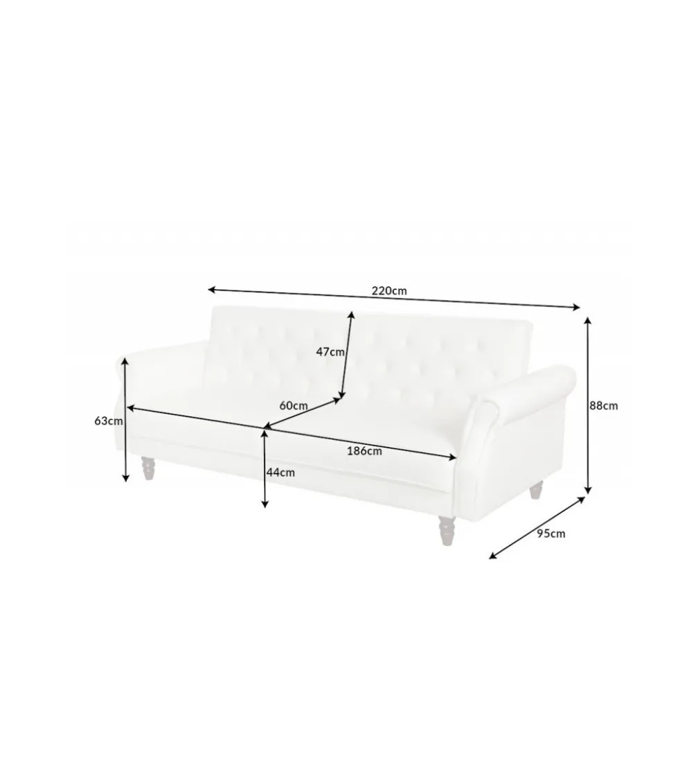 Sofa rozkładana RAYAN 220 cm kremowa