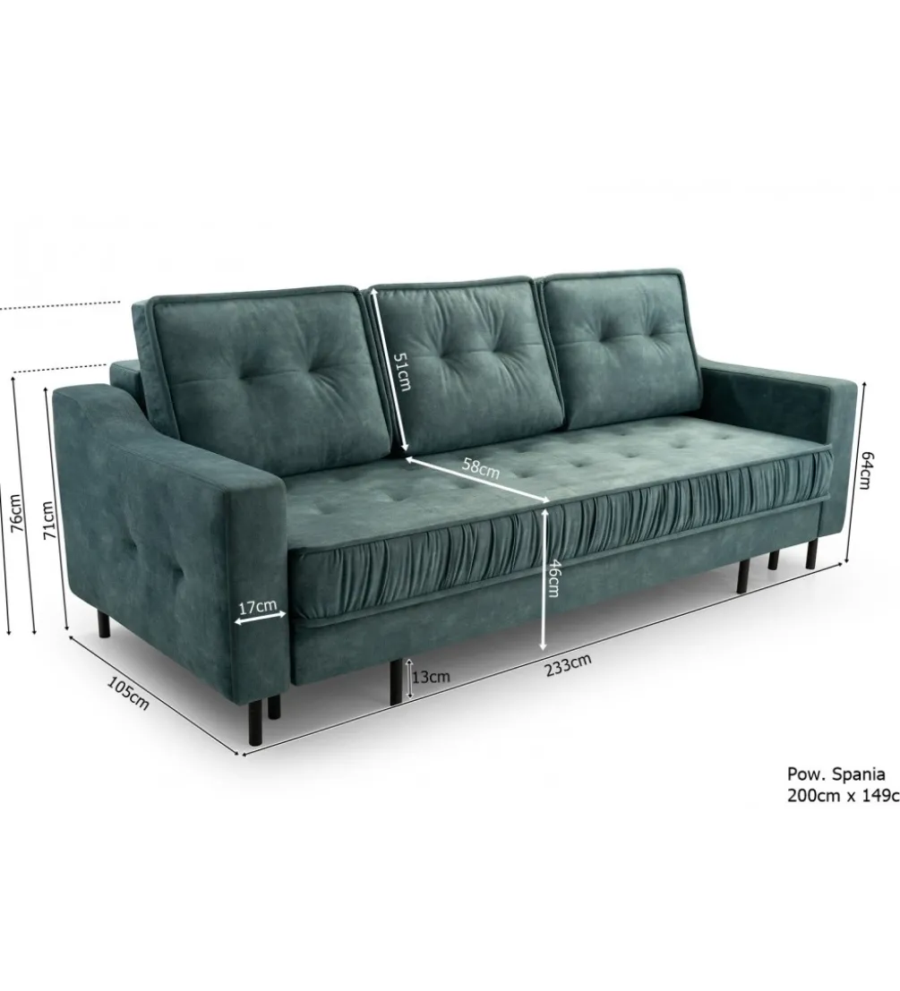 Sofa rozkładana SAMANTA 233 cm z funkcją spania