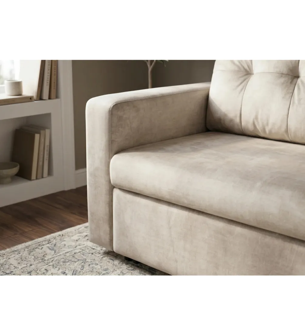 Sofa SMART 140 cm z funkcją spania welwet chmpagne beżowa