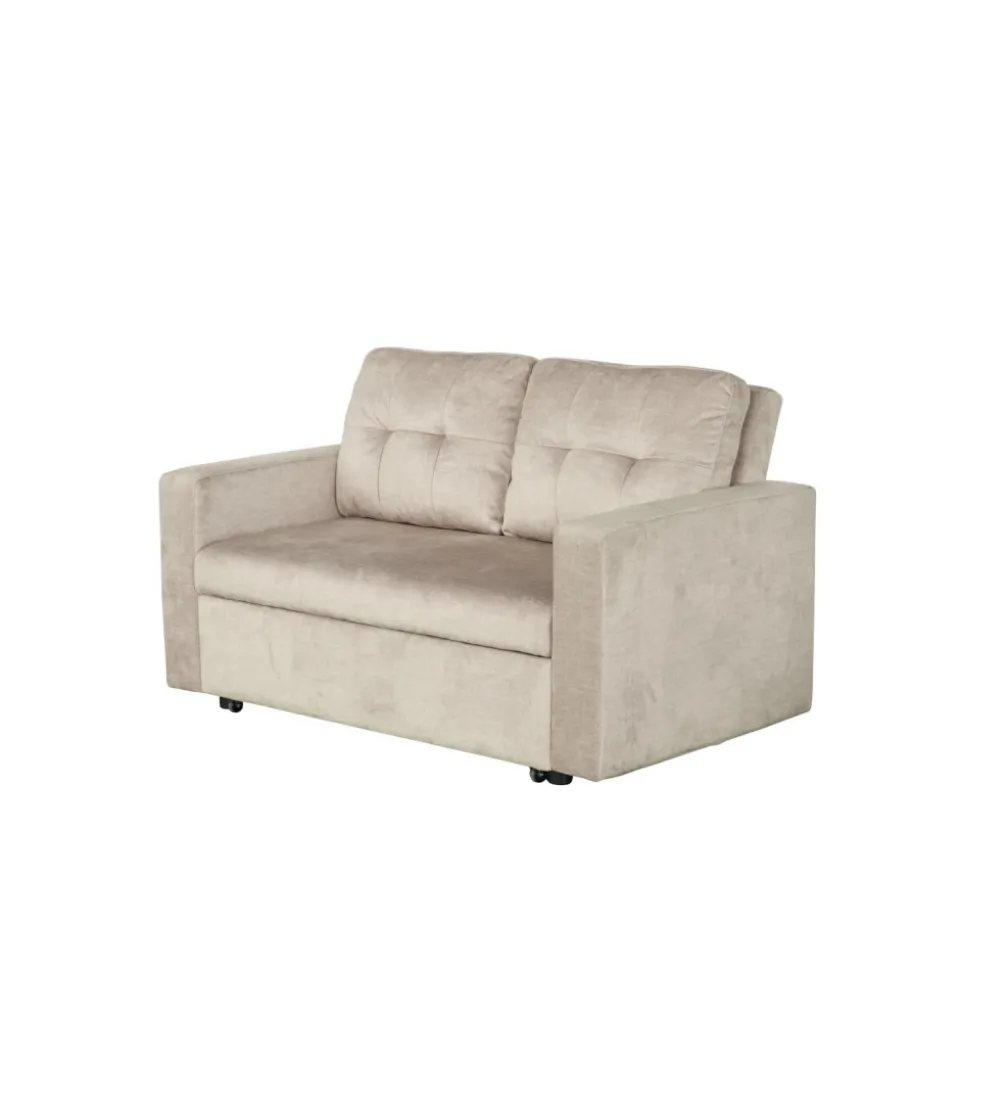 Sofa SMART 140 cm z funkcją spania welwet chmpagne beżowa