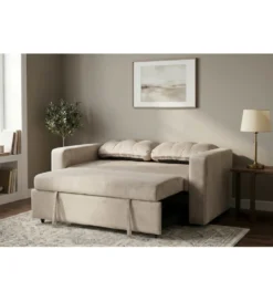 Sofa SMART 140 cm z funkcją spania welwet chmpagne beżowa