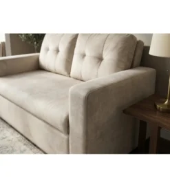 Sofa SMART 140 cm z funkcją spania welwet chmpagne beżowa
