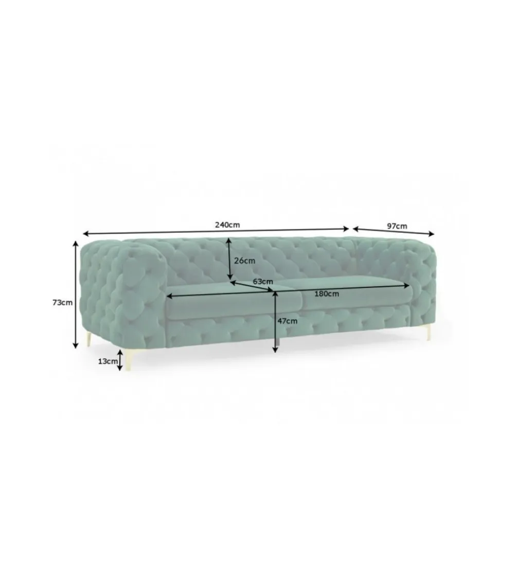 Sofa SOFIJA 240 cm szmaragdowa zieleń