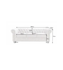 Sofa trzyosobowa ROCHESTER Chesterfield 200 cm beżowa