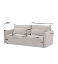 Sofa z funkcją spania APARTMENT 215 cm szara