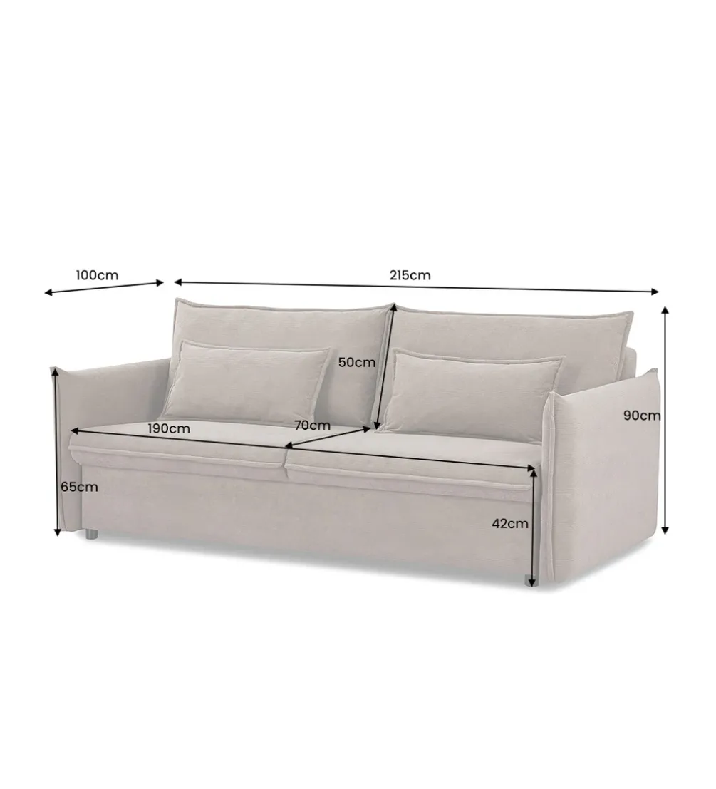 Sofa z funkcją spania APARTMENT 215 cm szara