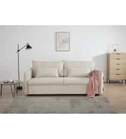 Sofa z funkcją spania APARTMENT 215 cm cord beżowy