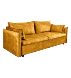 Sofa z funkcją spania APARTMENT 215 cm welur musztardowa