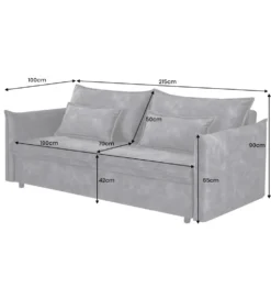 Sofa z funkcją spania APARTMENT 215 cm welur musztardowa