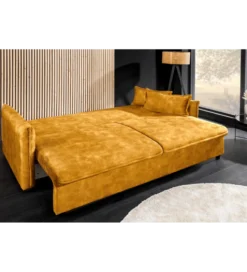 Sofa z funkcją spania APARTMENT 215 cm welur musztardowa