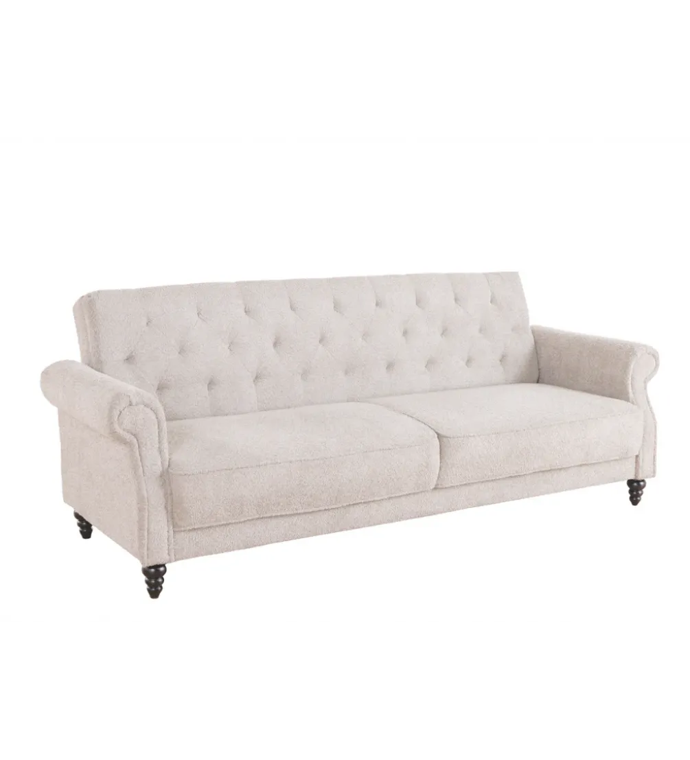 Sofa z funkcją spania MAISON BELLE AFFAIRE 220 cm boucle beżowe