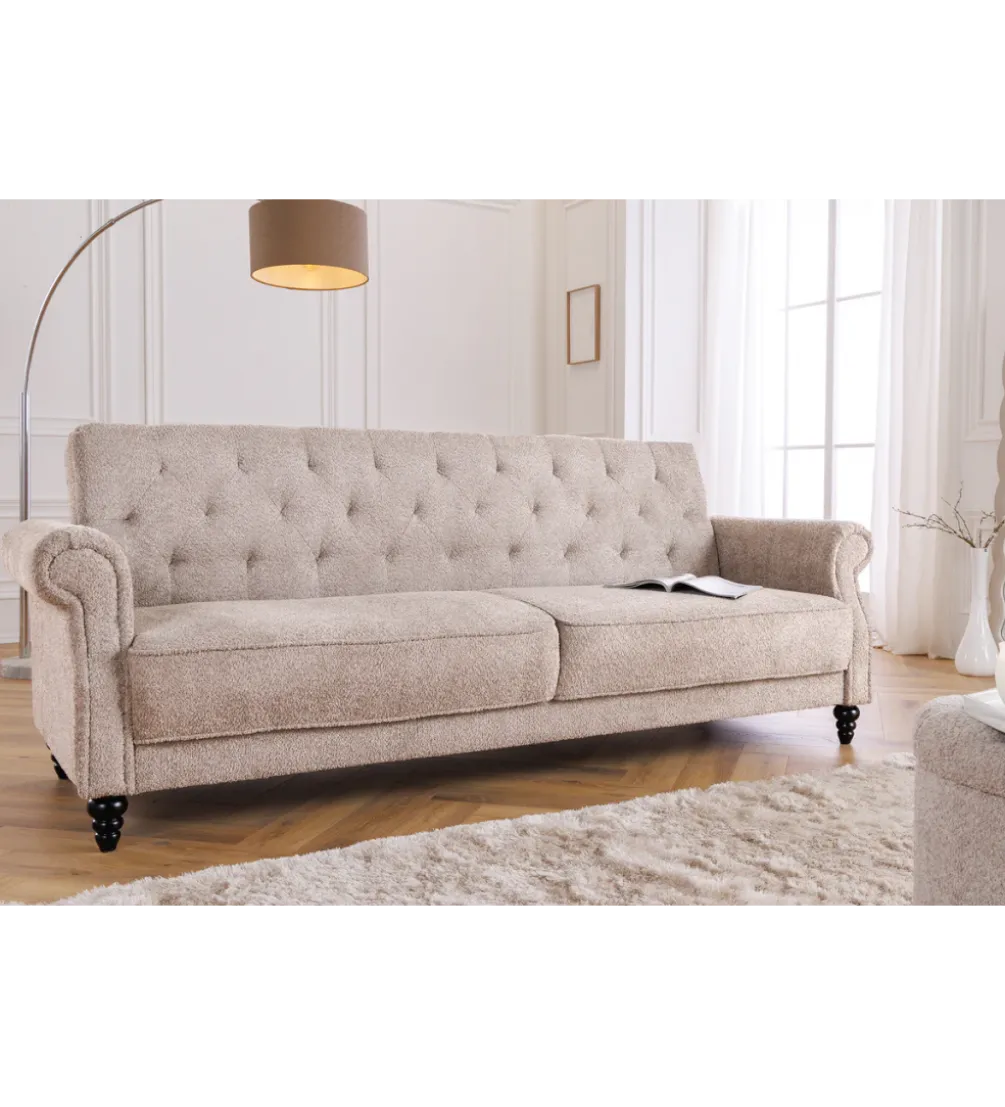 Sofa z funkcją spania MAISON BELLE AFFAIRE 220 cm boucle beżowe