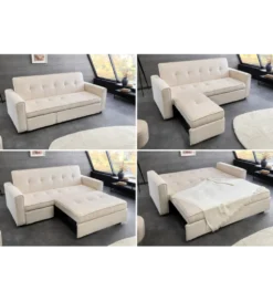 Sofa z funkcją spania SMART 180 cm cord beżowy