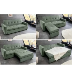 Sofa z funkcją spania SMART 180 cm cord zielony