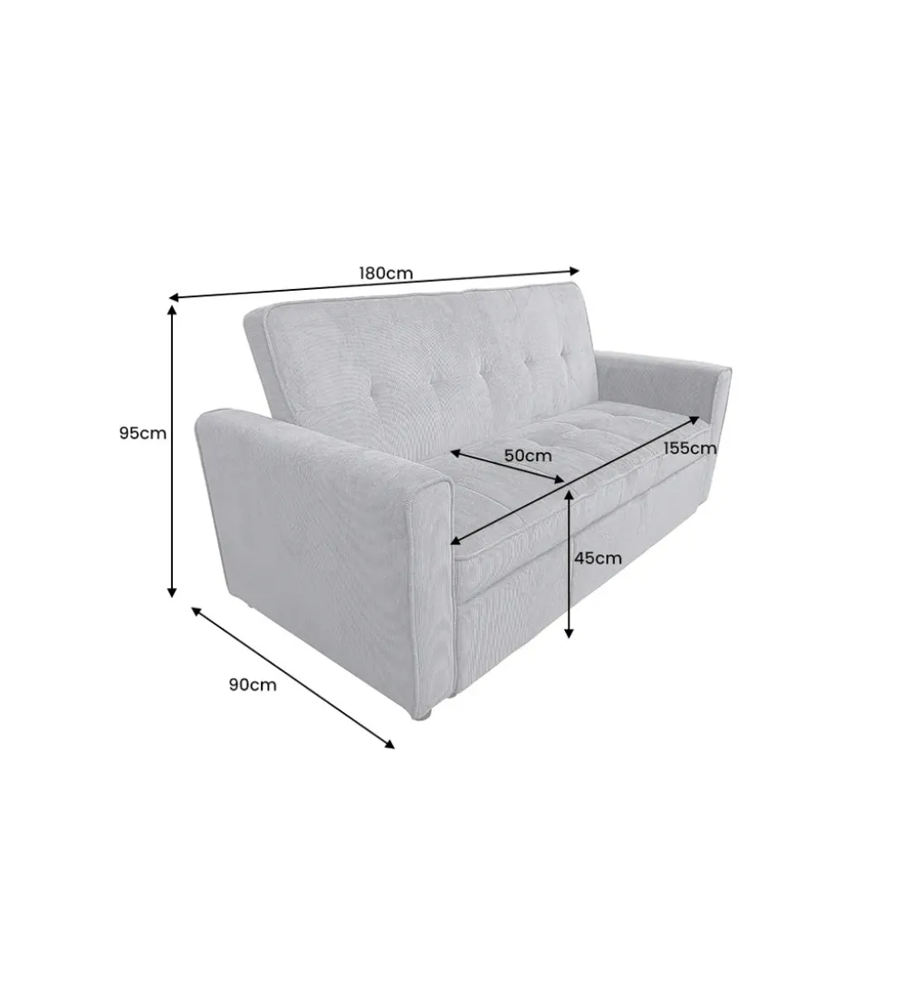 Sofa z funkcją spania SMART 180 cm cord szary