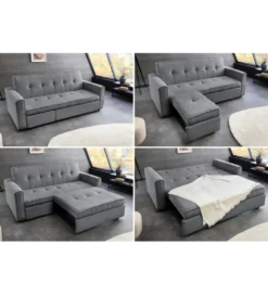 Sofa z funkcją spania SMART 180 cm cord szary