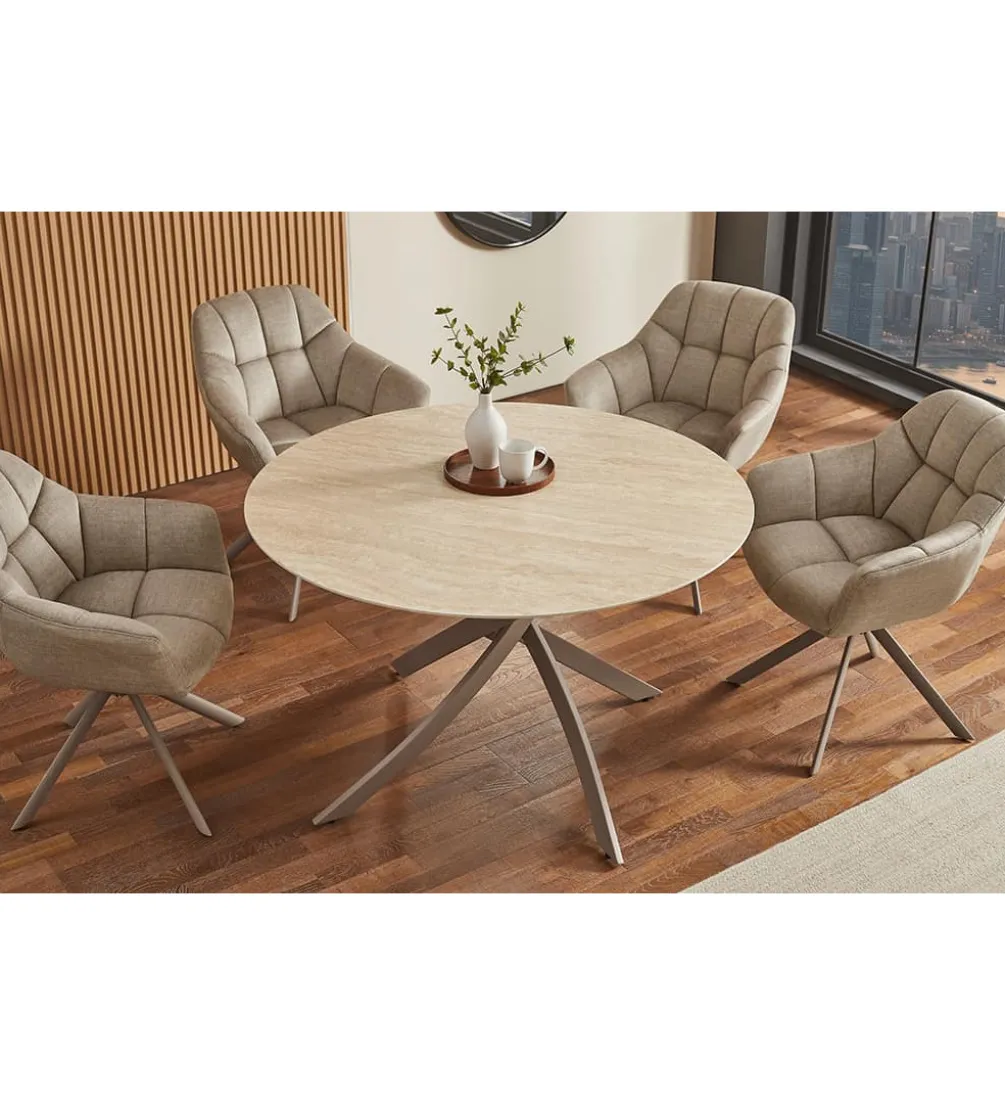 Stół ALPINE 120 cm ceramika w optyce trawertynu
