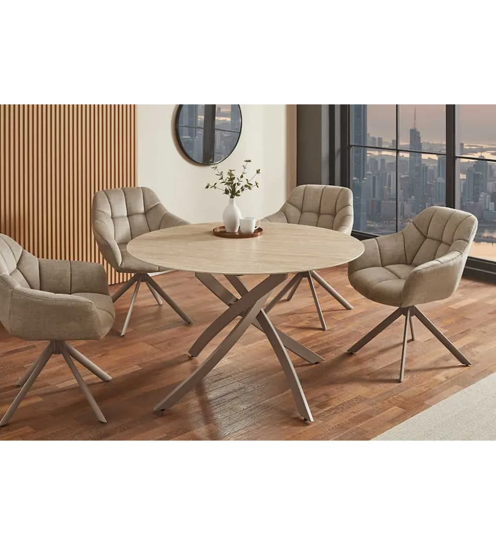 Stół ALPINE 120 cm ceramika w optyce trawertynu