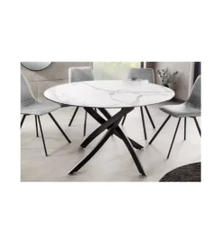 Stół ARKANSAS 120 cm ceramika w optyce białego marmuru