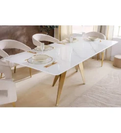 Stół ART LIVING 200 cm blat ceramika w optyce białego marmuru