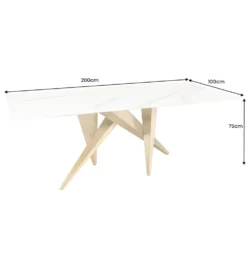Stół ART LIVING 200 cm blat ceramika w optyce białego marmuru