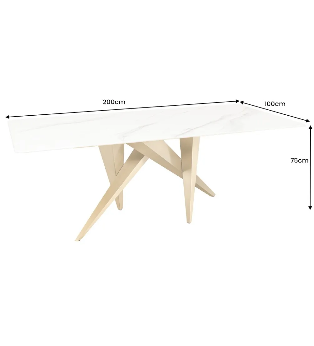 Stół ART LIVING 200 cm blat ceramika w optyce białego marmuru