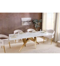 Stół ART LIVING 200 cm blat ceramika w optyce białego marmuru