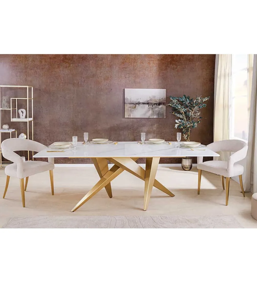 Stół ART LIVING 200 cm blat ceramika w optyce białego marmuru