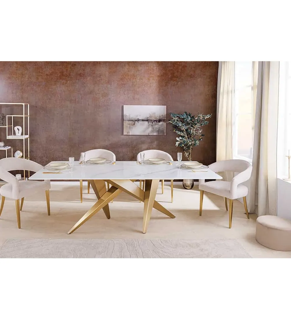 Stół ART LIVING 200 cm blat ceramika w optyce białego marmuru