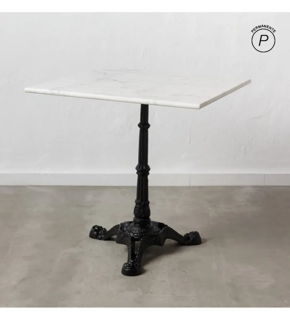 Stół AUESON 70 cm czarny blat w optyce marmuru