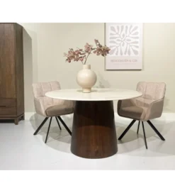 Stół Brix Bottecino 130 cm Marmur Drewno mango