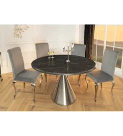 Stół ELEGANCIA 130 cm w optyce czarnego marmuru
