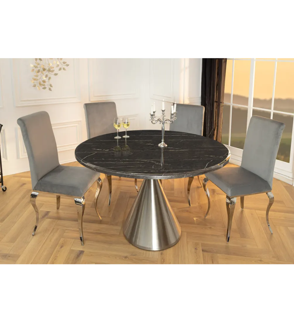 Stół ELEGANCIA 130 cm w optyce czarnego marmuru