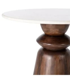 Stół GEHART 120 cm brązowy marmur drewno mango