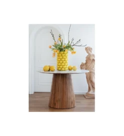 Stół GRACE 115 cm drewno mango marmur
