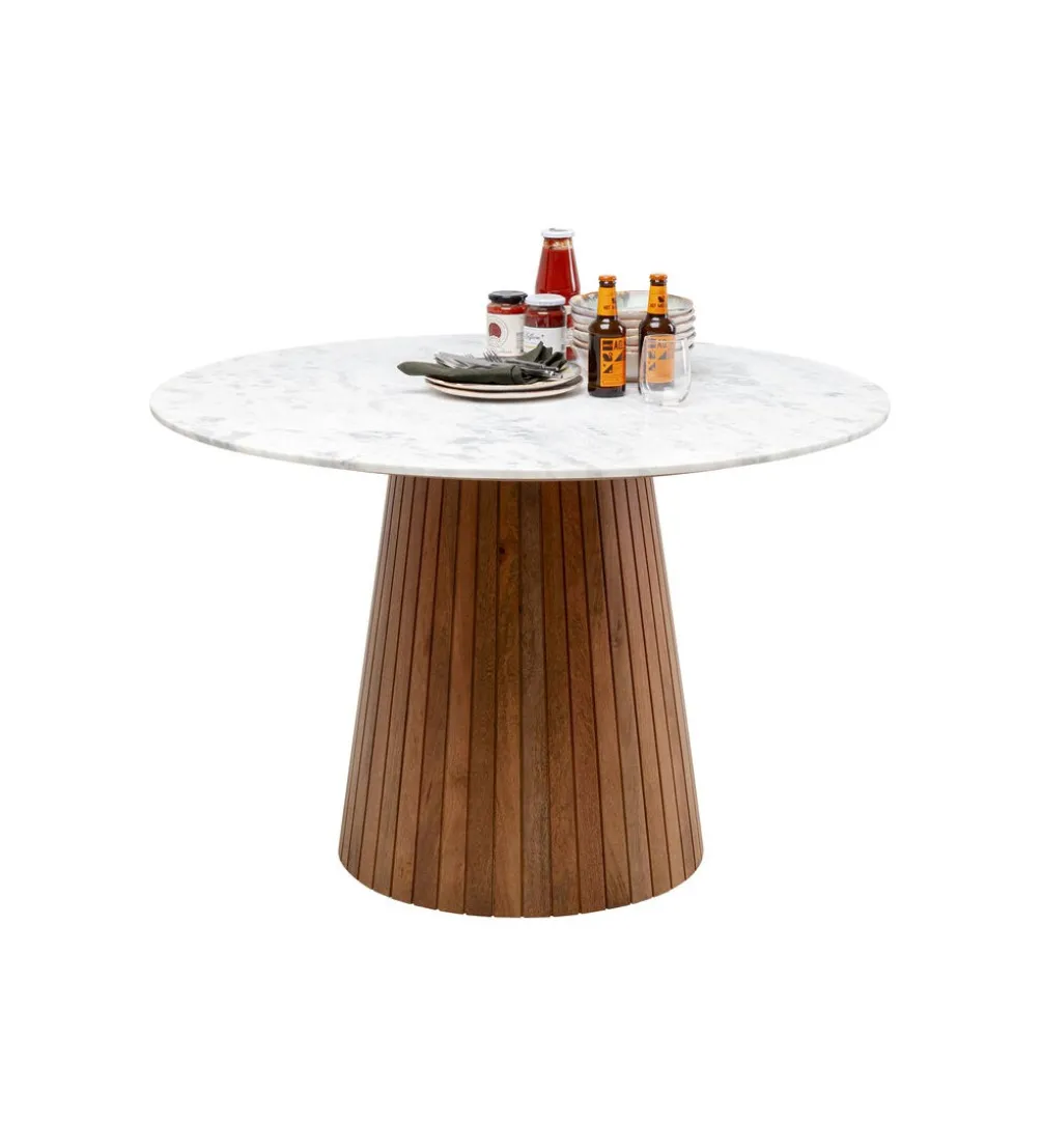 Stół GRACE 115 cm drewno mango marmur