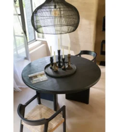 Stół HERAS 150 cm drewno teak czarny
