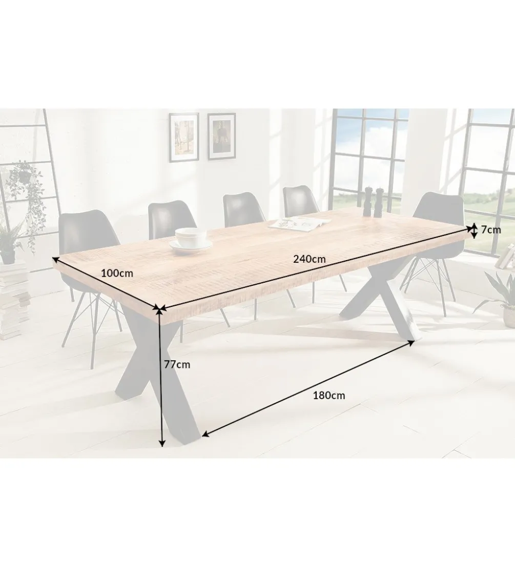 Stół Iron Craft X II 240 cm drewno Mango