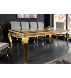 Stół jadalny MODERN BAROCK BARRACUDA 200 cm złoty szklany blat BEZ blatu tekowego