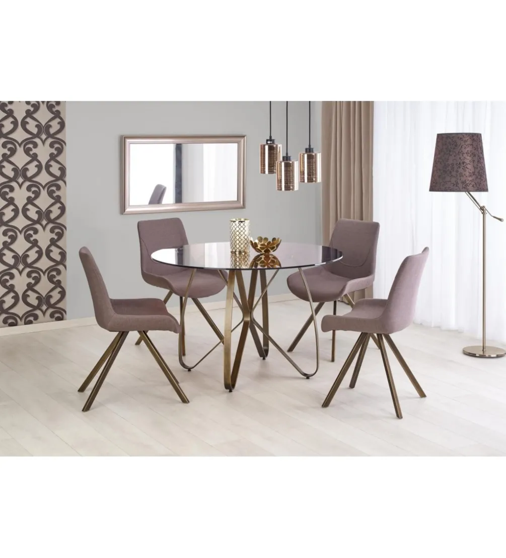 Stół Lungo 120 cm w kolorze brązowym z antycznym złotem