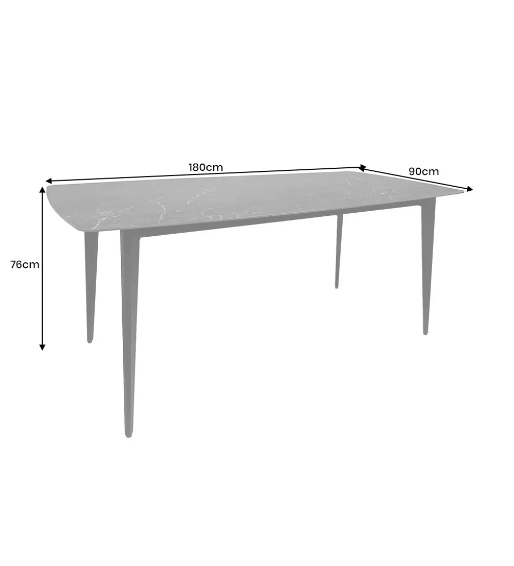 Stół MILANO 180 cm ceramiczny blat antracyt