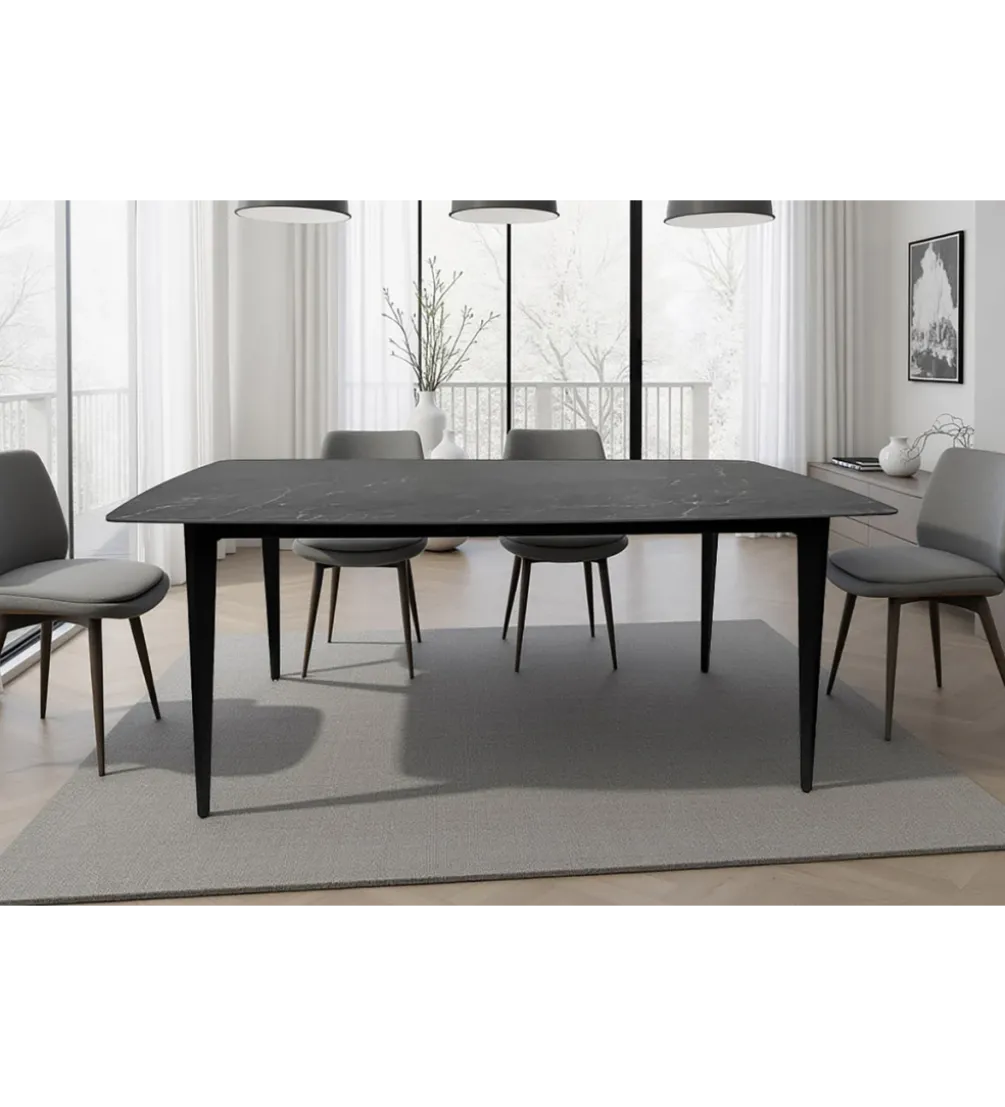 Stół MILANO 160 cm ceramiczny marmur blat antracyt