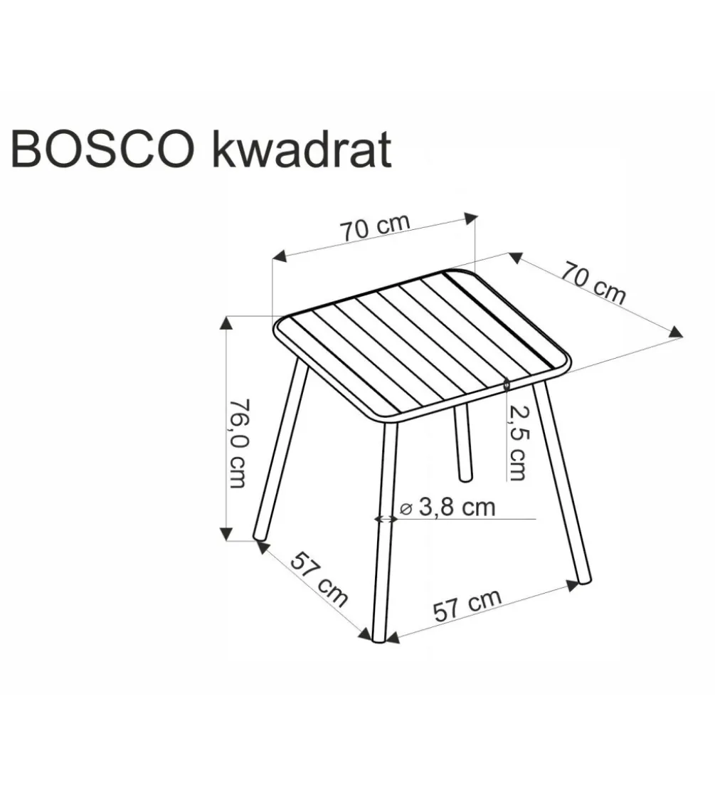 Stół ogrodowy BOSCO 70 cm biały