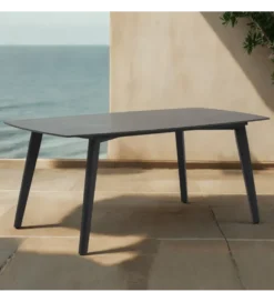 Stół ogrodowy PORCELAN 180 cm blat porcelanowy antracytowy