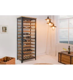 Stojak na wino BODEGA 185 cm naturalny czarny