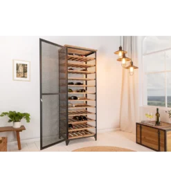 Stojak na wino BODEGA 185 cm naturalny czarny
